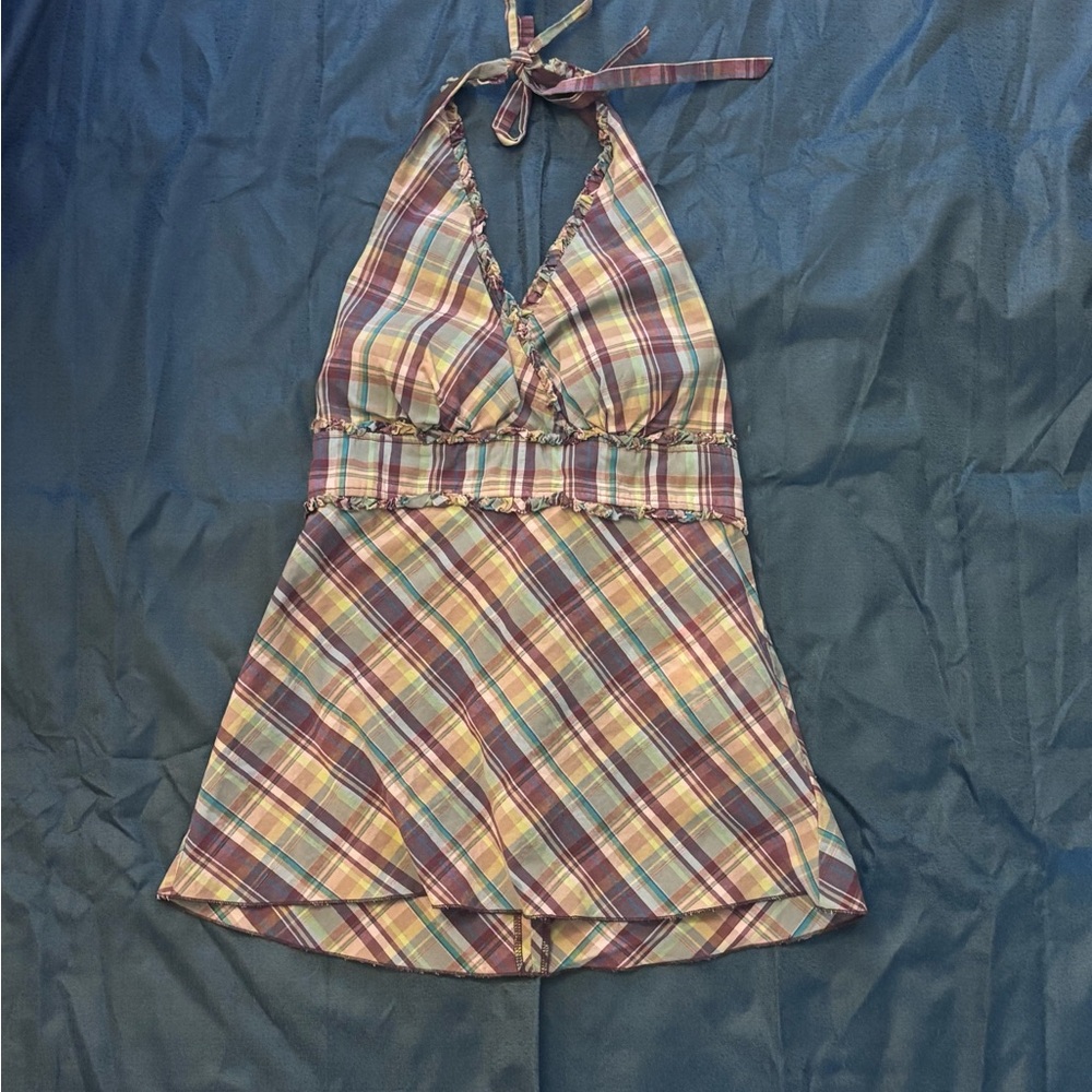 Iz Byer Multicolor Plaid Halter Top